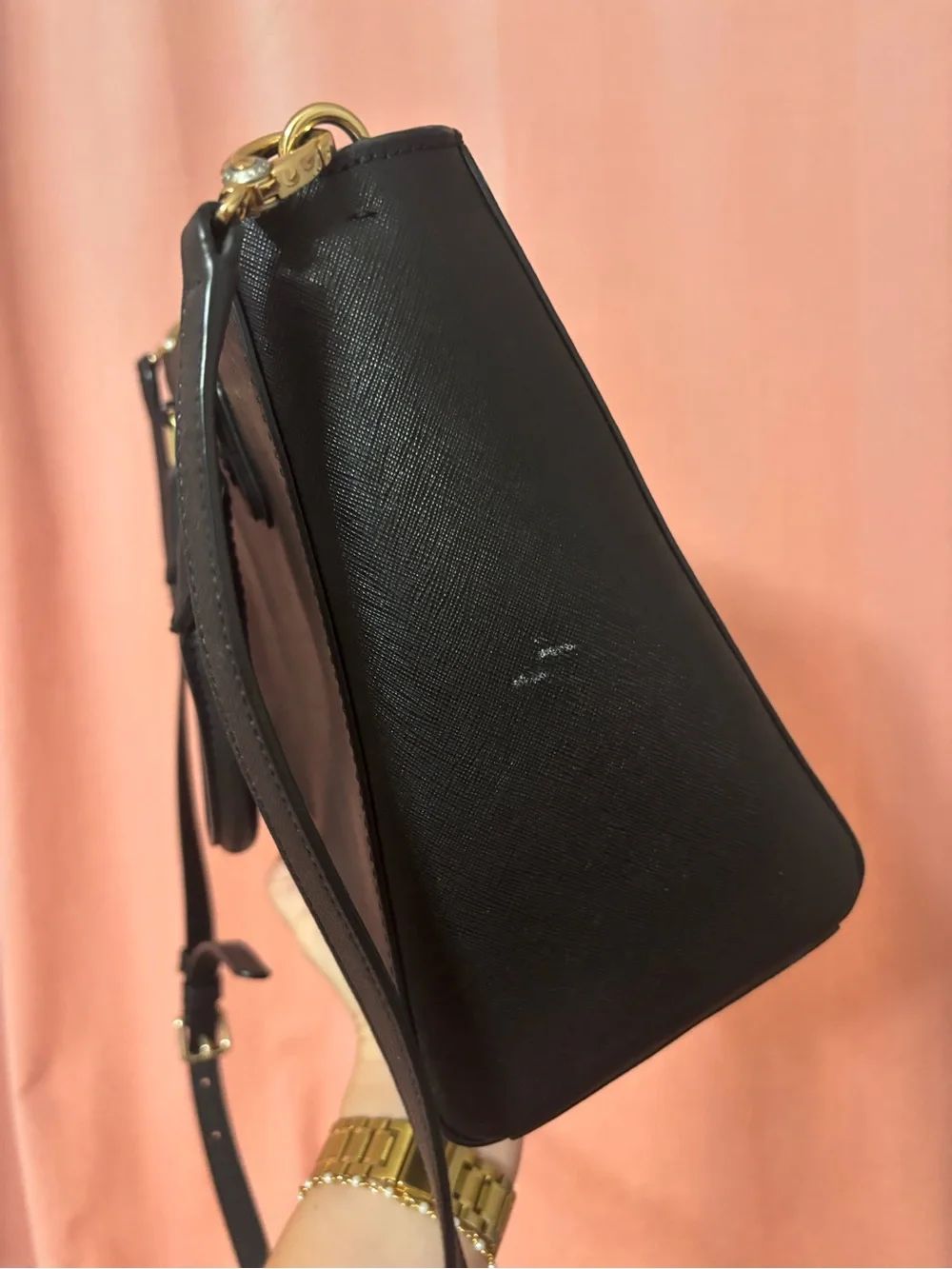 Henri Bendel Black Leather Satchel
